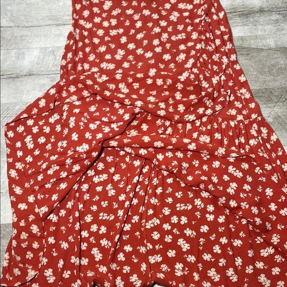 Madewell Orange and Cream Tiered A-Line Midi Skirt - Picture 6 of 10